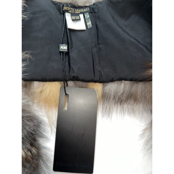 Alberto Makali blue Fox Fur Stole Wrap Scarf Shawl Multicolor Brown Hues NWT 52” - Picture 12 of 16